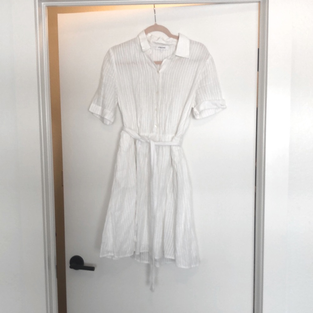 White linen Frame dress
